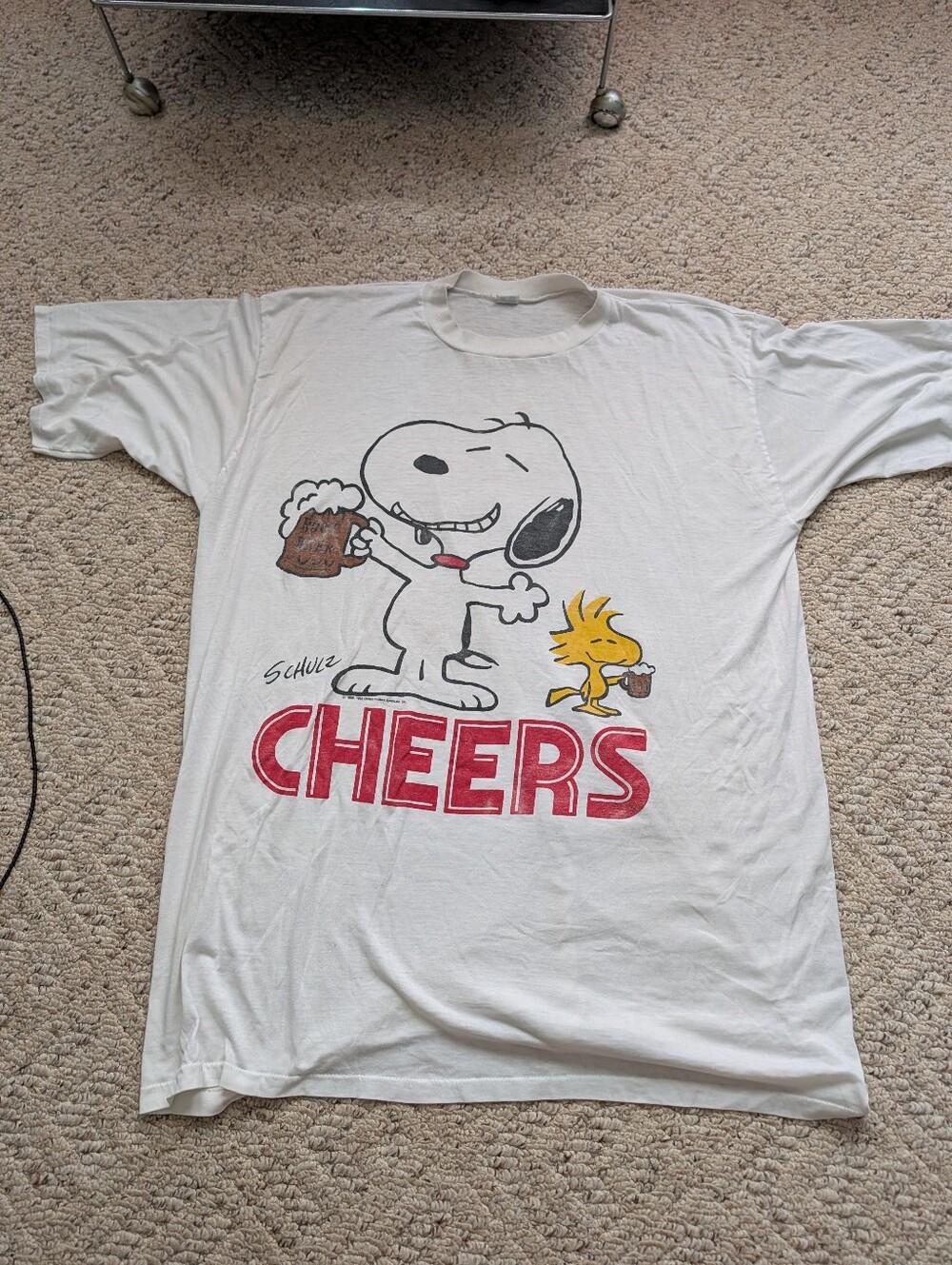 Vintage '80s Snoopy Woodstock Peanuts Cheers Oversized Single Stitch T-shirt Vtg